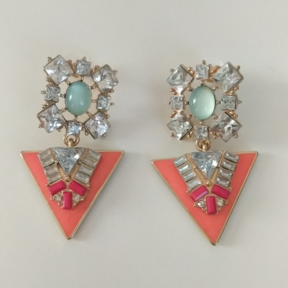 BaubleBar Peach and Turquoise Diamond Earrings